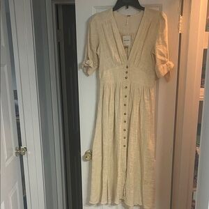 NWT Free People Love of My Life Midi Dress Lemon Sz XS
